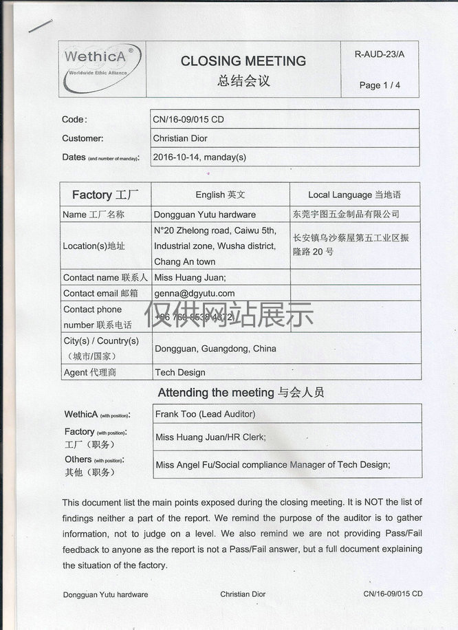 LV验厂报告